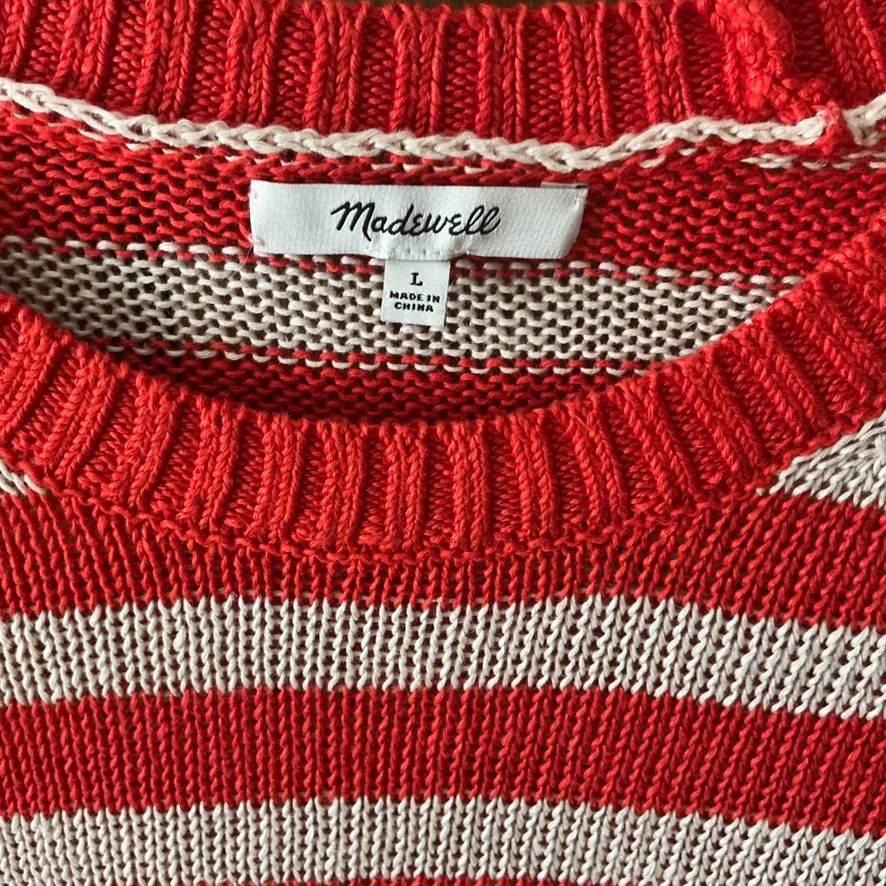 MADEWELL STRIPE COTTON SWEATER - Picture 2 of 2